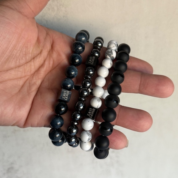 8mm and 10mm Beaded Stone Bracelet Stack - Picture 4 of 4
